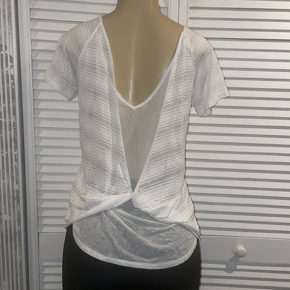 Athleta Sun Stripe Tee White - Picture 6 of 7